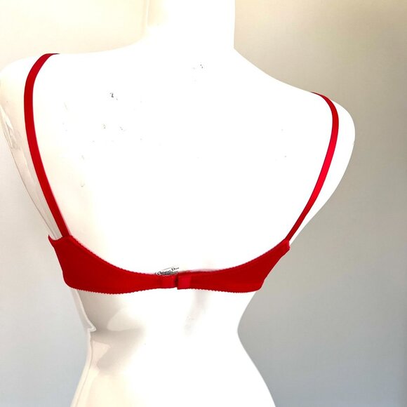 Vintage Christian Dior Satin & Lace Underwire Red Bra 36B - Picture 6 of 12